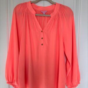 Lily Pulitzer Elsa - Size L - Coral - 100% Silk